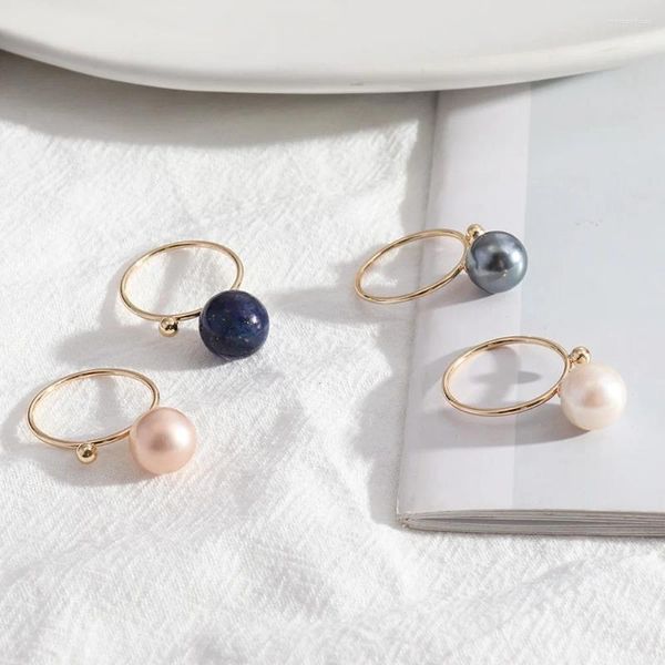 Anneaux de cluster rond blanc bleu rose perles de cuivre couches de mode diamètre intérieur 1.7 cm couleur or Brincos Pendientes bijoux pour femmes