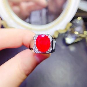 Bagues de cluster Ruby Bague pour hommes 925 Sterling Silver Certificat de transport Boîte à bijoux exquise Cadeau d'anniversaire