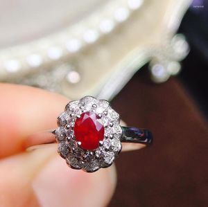 Cluster ringen Ruby Ring Pure 18K gouden sieraden Real Natural 0.48ct Red Diamonds Anniversary Female's For Women's Fine