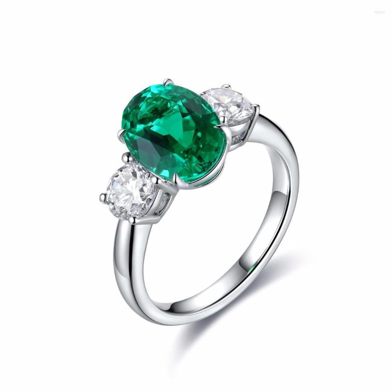 Cluster Rings Ruif 925 Silver 3.27ct Lab Grown Emerald For Women Classical Design All Match Luxury Jewelry