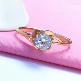 Cluster Ringen Russische 585 Paars Vergulde 14K Kleur Goud Inleg Zirkoon Ring Vrouwelijke Live Voor Zijn Vriendin