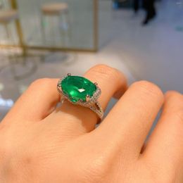 Clusterringen ruzzzallati 10 14 mm lab Emerald stenen simulatie diamant open ring zilveren kleur etnische vintage vinger dames sieraden