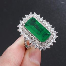 Cluster Ringen RUZZALLATI Trend Vintage Lab Emerald Ring Rechthoek Steen Aanpasbare Bruiloft Banket Sieraden Valentijnsdag Verjaardagscadeau