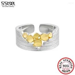 Clusterringen S'STEEL Authentiek 925 Zilver Gepersonaliseerde Verstelbaar Voor Dames Koreaans Luxe Merk Paar Trends 2024 Mode-sieraden