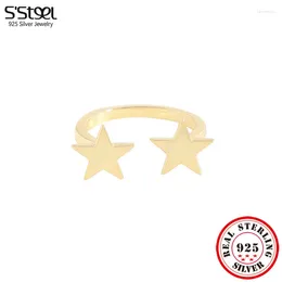 Bagues de cluster S'STEEL Sterling Silver 925 Étoile géométrique redimensionnable pour femmes Tendances personnalisées 2024 Accessoires Bijoux