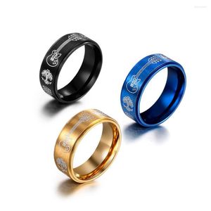 Bagues de cluster S7 Tree of Life Bague pour hommes en acier inoxydable Tricolor Guitare Bijoux européens et américains en gros SA1131