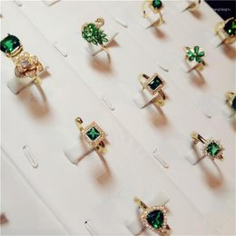 Cluster Anneaux S925 Ouvert Pour Les Femmes Vintage Émeraude Artificielle Sterling Fine Bijoux Vert Cubique Zircone Anneau Tempérament Bijouterie