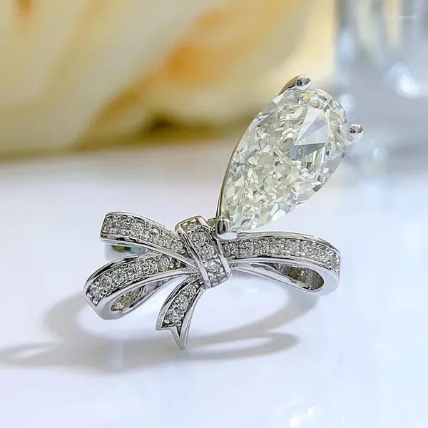 Anillos de clúster S925 Silver 7 13 Bow High Carbon Diamond Diamond Ring Instagram Al por mayor de artesanías de comercio exterior