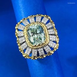 Cluster anneaux S925 argent buchelati vent vert tourmaline 8 10 cocktail de style européen et américain bijoux de mariage Instagram