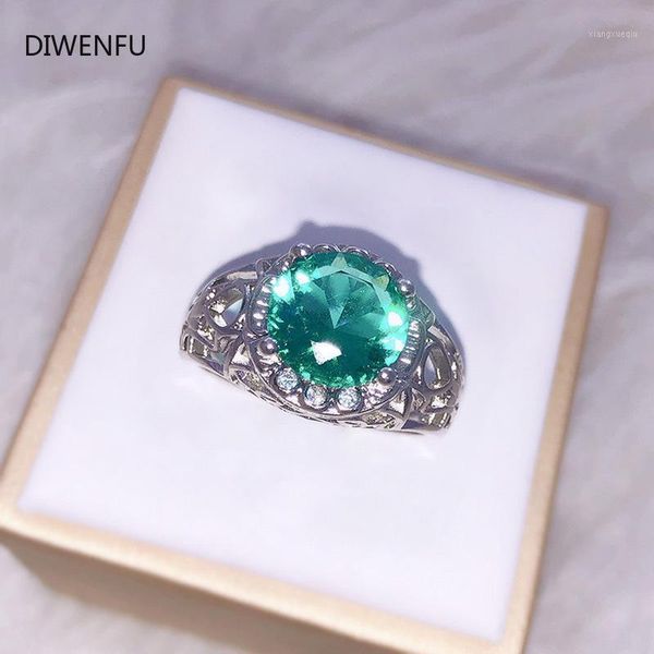 Anillos de racimo S925 plata verde diamante mujer boda amor pareja anillo nariz joyería fina lujo Vintage silicona para mujer