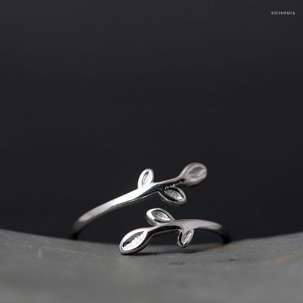 Anillos de racimo S925 plata estilo coreano Ins distintivo hojas frescas anillo abierto moda Simple rama de olivo Mori joyería