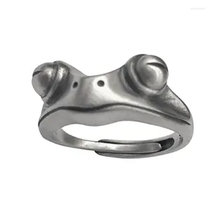 Bagues de cluster S925 Argent Rétro Artisanat Ornements à la main Gros bijoux transfrontaliers Bague de grenouille mignonne ouverte pour femme