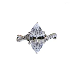 Anneaux de cluster S925 Bague en argent 6/12 Horse Eye Single Diamond Bijoux de style simple et polyvalent