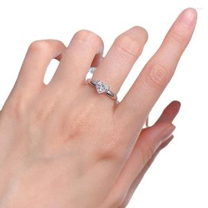 Cluster Anneaux S925 Silver Ring Gold Plated 6 Heart en forme de 50 Cent Love High Carbone Diamond Girl