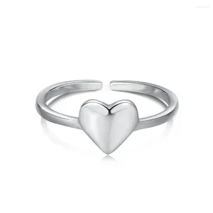 Cluster Anneaux S925 Silver Ring Women's Classic Retro Heart Shaped Faying Over Wielry A réglable