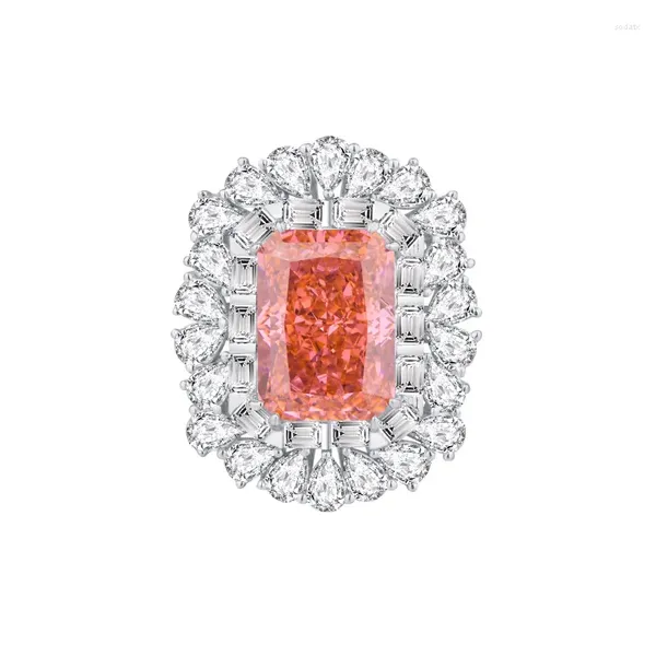 Bagues de cluster S925 Argent Vintage Mode Haute Carbone Diamant Texture Bijoux Bijoux Pendentif Pierre Principale 10 14