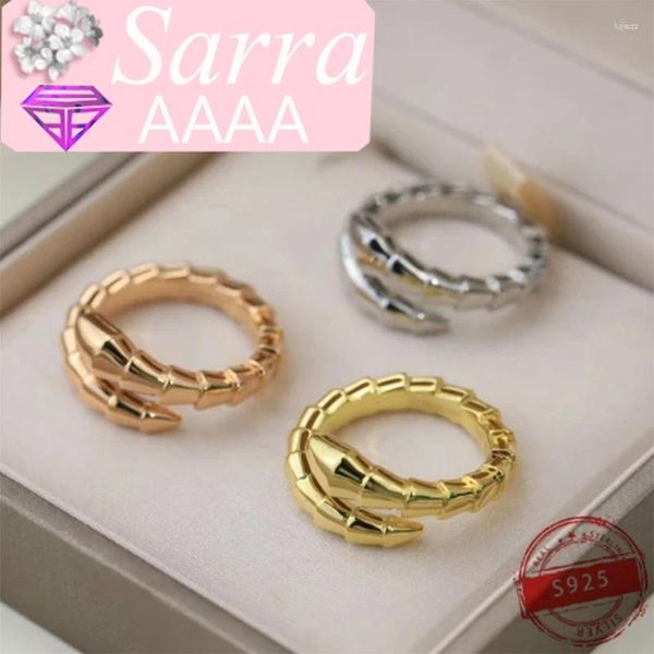 Cluster Anneaux S925 STERLING Silver 1: 1 Western Style Custom Fashion Luxury Snake Or Or Color Ring Cadea Couple de cadeaux