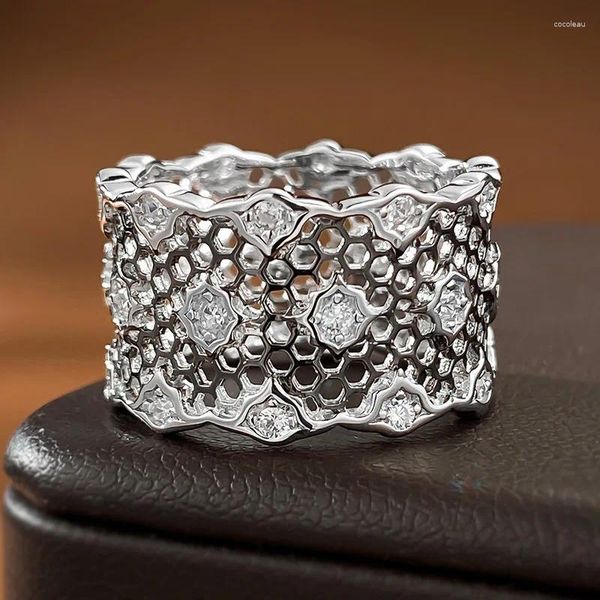 Cluster Anneaux S925 STERLING SILPS 2024 Black Lace Ring Hollow Mesh Index Women's European and American Style Edition