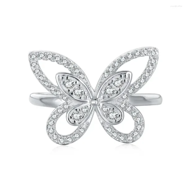 Bagues de cluster S925 Sterling Silver Butterfly Bague Femelle Minority Light Luxe Micro Set Zircon Super Fairy Style