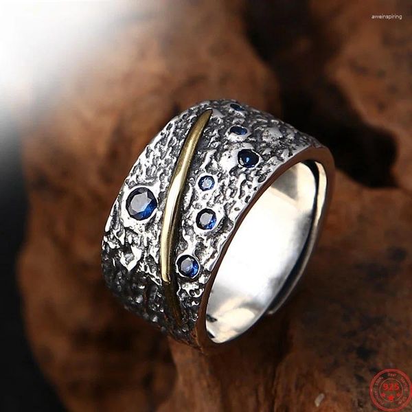 Anillos de racimo S925 encantos de plata esterlina para hombres mujeres moda moda individualidad anillo de dedo cielo estrellado meteorito joyería envío gratis