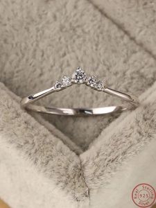 Cluster ringen S925 Sterling Silver European en American Fashion Crown Diamond Ring veelzijdige bosstijl dames zirkoon