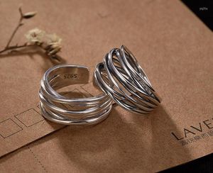 Cluster Rings S925 Sterling Silver European And American Simple Fashion Ring Multilayer Female Finger Couple