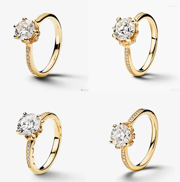 Bagues de cluster S925 Sterling Silver Extravagant et élégant Bague de fiançailles en diamant jaune dans le style avec un design de points brillants