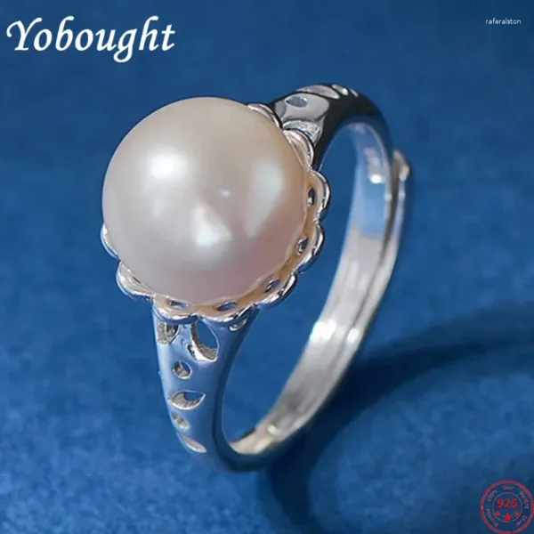 Cluster anneaux S925 Silver Sterling pour les femmes Fashion Simple Hollow Out Inlaid Water Eater Pearl Cool Style Personnalité Punk Jewelry
