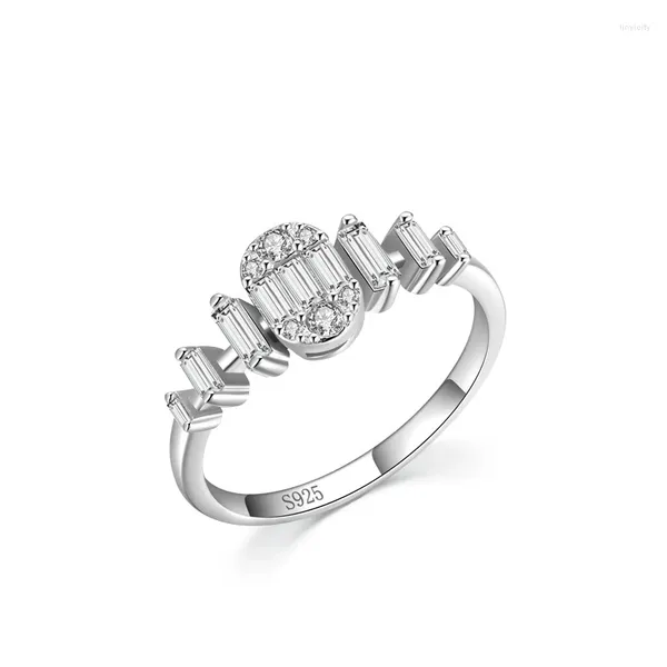 Anillos de racimo S925 Plata esterlina Conjunto completo Anillo de diamantes de azúcar para la moda femenina Instagram Boca cerrada en Europa y América