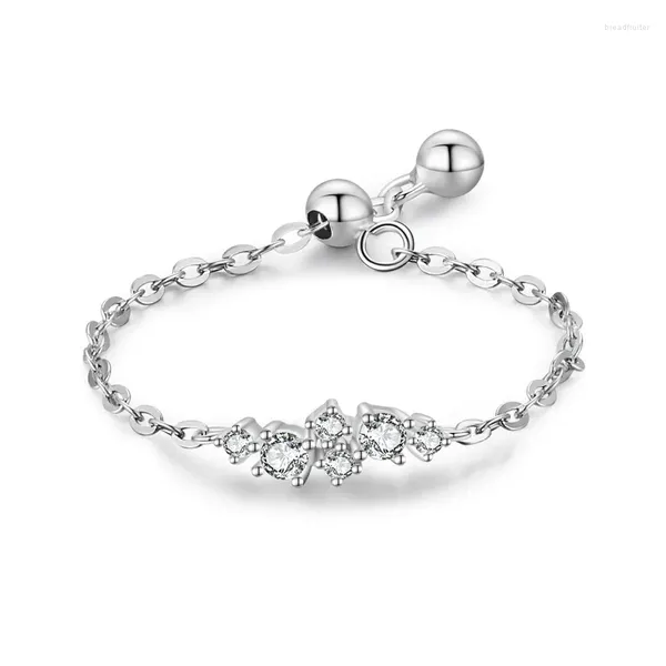 Bagues de cluster S925 Bague géométrique irrégulière en argent sterling pour les foules européennes et américaines féminines diamant étincelant réglable