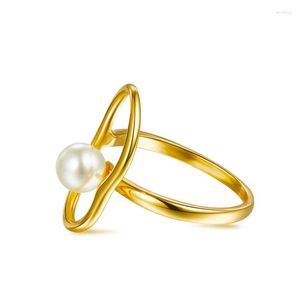 Cluster Rings S925 Sterling Silver Line Pearl Ring Pour Femmes Simple Temperament Art Fine Jewelry Wholesale Luxary Vintage Elegant Lady Gifts