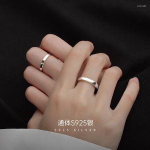 Bagues de cluster S925 Sterling Silver One Meter Sunshine Couple Bague réglable Simple et luxe Index Finger