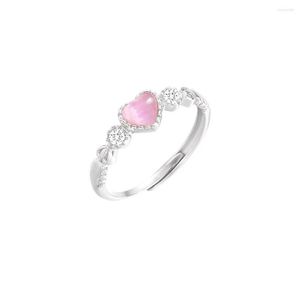 Cluster Rings S925 Sterling Silver Opal Ring Japanese Soft Girl Lolita Jewelry Sweet And Lovely Band