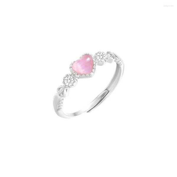 Cluster Rings S925 Sterling Silver Opal Ring Japanese Soft Girl Lolita Jewelry Sweet And Lovely Band