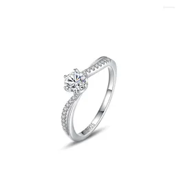 Cluster Ringen S925 Sterling Zilveren Ring Voor Vrouwen Modieus En Luxe Temperament Zes Klauw Circulaire Simulatie Diamant