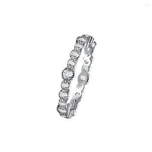 Clusterringen S925 Sterling Zilveren Ring Dames Veelzijdige Volledige Diamant Enkele Rij Gesloten Wijsvinger Sieraden