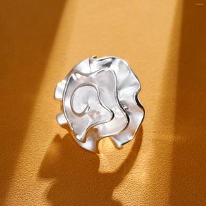 Cluster Ringen SA SILVERAGE S925 Sterling Zilver Rose Grote Bloem Band Bruiloft Voor Vrouwen Fijne Sieraden