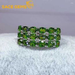 Cluster anneaux sace gems mode 925 Sterling Silver 3 4mm Natual Diopside Luxury For Women Created Wedding Engagement Party Fine Bijoux