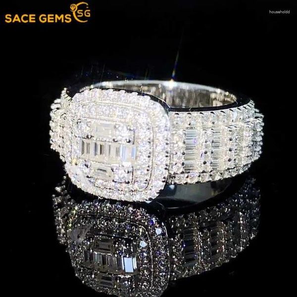 Anillos de racimo Sace Gems Gra Certified D Color Full Moissanite Anillo para mujeres S925 STERLING Silver Wedding Diamond Luxury Fine Jewelry