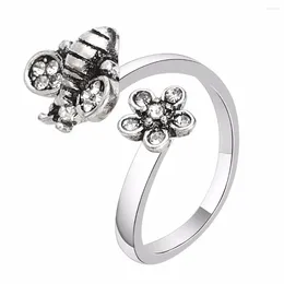 Clusterringen Sainio Bee Ring Chic verstelbare honing en bloemopening voor vrouwen mode sieraden accessoires geschenken