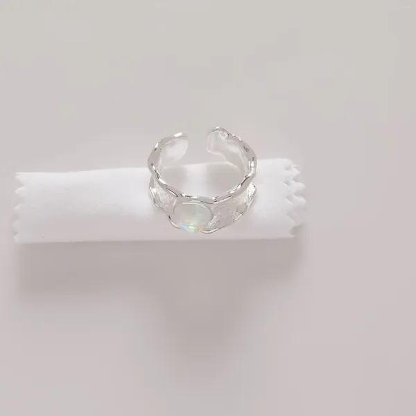 Anillos de clúster venta Jewerlry Moon Gemstone Apertura Ring Rhodium Sluce para mujeres Minimalista Estilo de la calle Elegante al por mayor