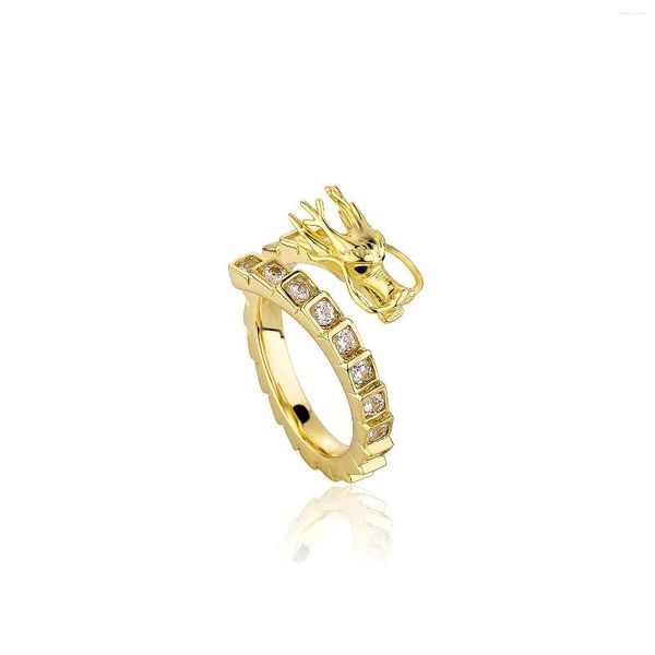 Bagues de cluster Santor Ins Bague Animal Dragon Hip-Hop Plaqué Or Accessoires de bijoux réglables pour hommes et femmes