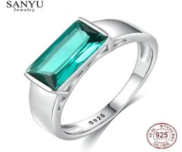 Cluster Anneaux Sanyu Design Big Pure 925 Sterling Silver for Women Luxury Emerald Gemstone Anillos Mujer Engagement Wedding Jewel6011985