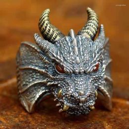 Clusterringen Se Domineering Abyss Dragon Ring Retro Opening Verstelbare persoonlijkheid Trendy mannelijke landstijl LIVE MONDEN WEGEN VINGER