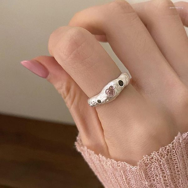 Bagues de grappe vendent à la mode amour coeur brillant cristal 925 en argent Sterling dames bague de fiançailles bijoux pour femmes cadeaux pas de fondu