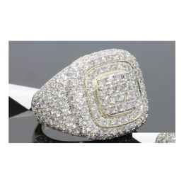 Clusterringen Verkoop 18 K Gold FL Diamond heren Ring Europese en Amerikaanse kleuren Micro -inleg vrouwelijk groothandel formaat 88 D3 Drop Dhrjs