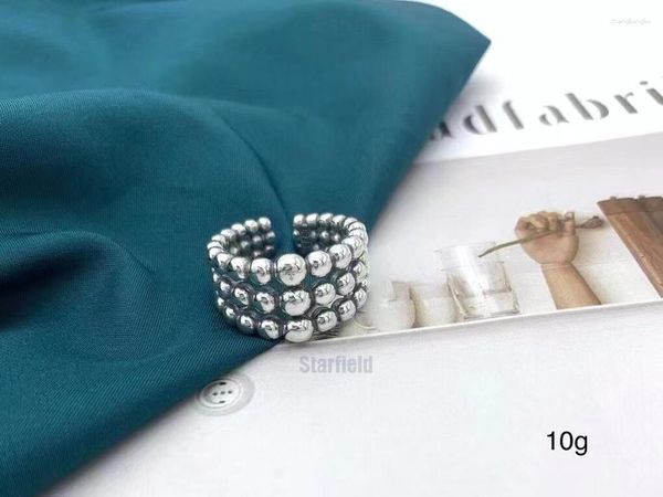 Bagues de cluster Vente de perles Style coréen Bague ouverte réglable pour femmes S925 Sterling Silver Retro Thai Cadeau