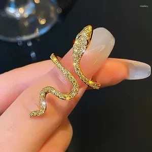 Clusterringen Verkoop van kristallen slangvormige ring vrouwelijke coole stijl opening unieke persoonlijkheidsindex vinger voor vrouwen meisje sieraden