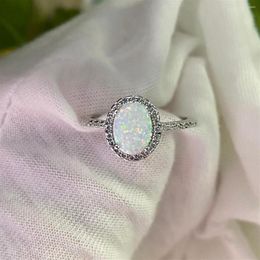 Кольца кластера, распродажа, изысканное кольцо из стерлингового серебра 925 пробы с белым опалом для женщин, помолвка, свадьба, подарок2701