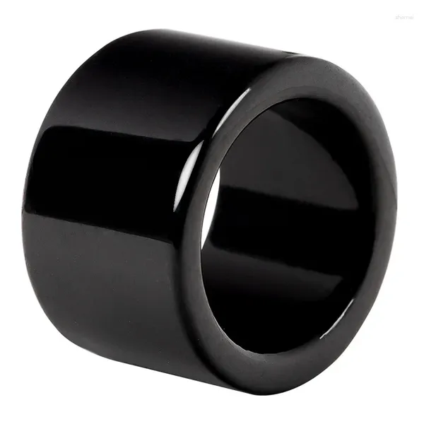 Cluster anneaux vendant la courbe à main naturelle Jadeite Black Jade Men's Ring 21-24 mm Bijoux de mode Accessoires Men Femmes Cadeaux de chance Amulet